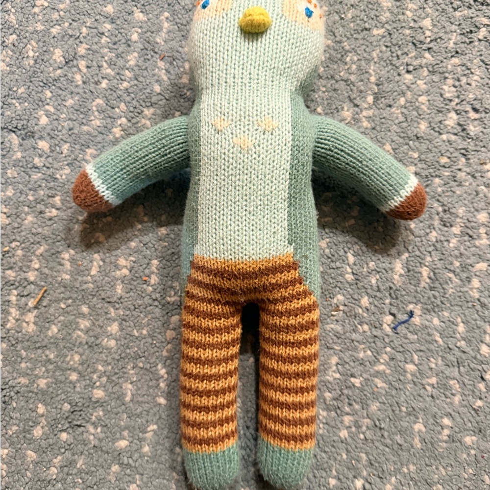 BLABLA FIGARO MINI-  Charming Knit Bird Plush Toy - Green and Brown